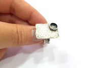 Silver Ring Setting Resin Ring Blank Cabochon Base inlay Ring Mounting Adjustable Ring Base Bezel (8 mm) Antique Silver Plated Brass G15298