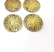 4 Hammered Round Charms Antique Bronze Charm Antique Bronze Plated Metal  (20mm) G15300