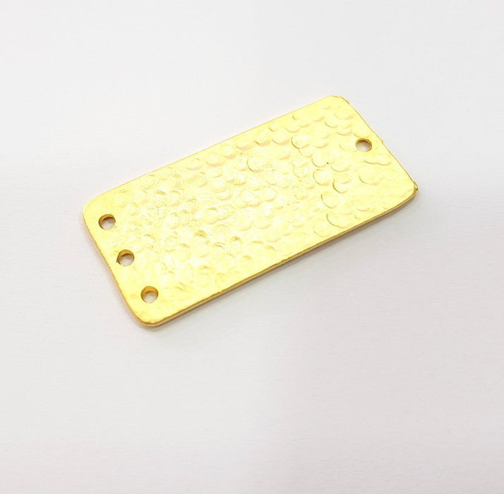 2 Hammered Rectangle Connector Charms Gold Charms Gold Plated Charms  (40x18 mm)  G15303