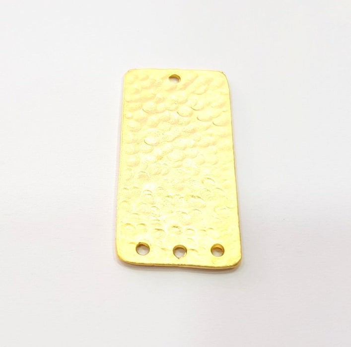 2 Hammered Rectangle Connector Charms Gold Charms Gold Plated Charms  (40x18 mm)  G15303