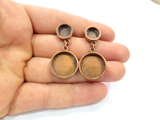 Earring Blank Base Settings Copper Resin Blank Cabochon Base inlay Mountings Antique Copper Plated Brass (18+10mm blank) 1 Pair  G15304