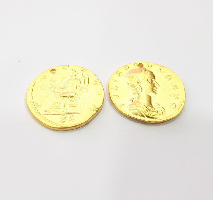 2 Coin Charms Gold Charms Gold Plated Charms  (29 mm)  G15305