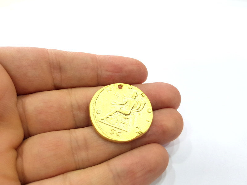 2 Coin Charms Gold Charms Gold Plated Charms  (29 mm)  G15305