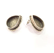 Earring Blank Base Settings Silver Resin Cabochon Base inlay Blank Mountings Antique Silver Plated Brass (20x15mm drop blank) 1 pair G15308