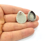 Earring Blank Base Settings Silver Resin Cabochon Base inlay Blank Mountings Antique Silver Plated Brass (20x15mm drop blank) 1 pair G15308