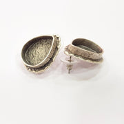Earring Blank Base Settings Silver Resin Cabochon Base inlay Blank Mountings Antique Silver Plated Brass (20x15mm drop blank) 1 pair G15308