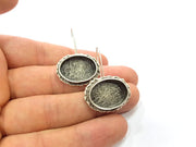 Earring Blank Base Settings Silver Resin Cabochon Base inlay Blank Mountings Antique Silver Plated Brass (20x15mm  blank) 1 pair G15311
