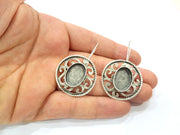 Earring Blank Base Settings Silver Resin Cabochon Base inlay Blank Mountings Antique Silver Plated Brass (18x13mm  blank) 1 pair G15364