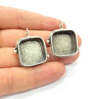Earring Blank Base Settings Silver Resin Cabochon Base inlay Blank Mountings Antique Silver Plated Brass (20mm  blank) 1 pair G15313