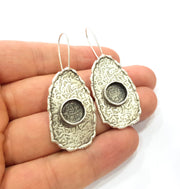 Earring Blank Base Settings Silver Resin Cabochon Base inlay Blank Mountings Antique Silver Plated Brass (10mm  blank) 1 pair G15314