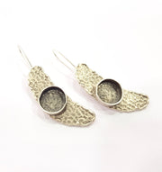 Earring Blank Base Settings Silver Resin Cabochon Base inlay Blank Mountings Antique Silver Plated Brass (14mm  blank) 1 pair G15319
