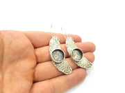 Earring Blank Base Settings Silver Resin Cabochon Base inlay Blank Mountings Antique Silver Plated Brass (14mm  blank) 1 pair G15319