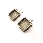 Earring Blank Base Settings Silver Resin Cabochon Base inlay Blank Mountings Antique Silver Plated Brass (14mm  blank) 1 pair G15320