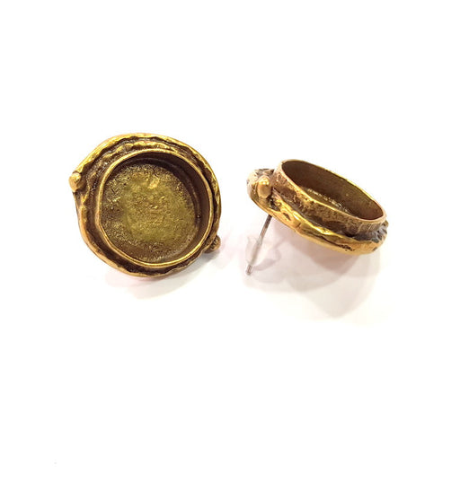 Earring Blank Base Settings Antique Bronze Resin Cabochon Base inlay Blank Mountings Antique Bronze Plated Brass (16mm  blank) 1 pair G15331