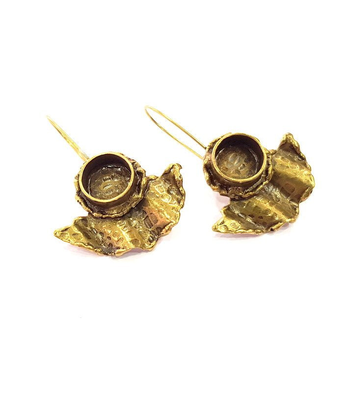 Earring Blank Base Settings Antique Bronze Resin Cabochon Base inlay Blank Mountings Antique Bronze Plated Brass (10mm  blank) 1 pair G15332