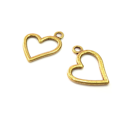 4 Heart Charms Antique Bronze Charm Antique Bronze Plated Metal  (28x23mm) G15629