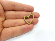 4 Heart Charms Antique Bronze Charm Antique Bronze Plated Metal  (28x23mm) G15629