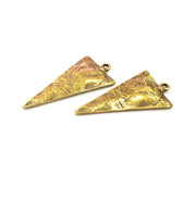 2 Geometric Triangle Charms Antique Bronze Charm Antique Bronze Plated Metal  (43x22mm) G15337