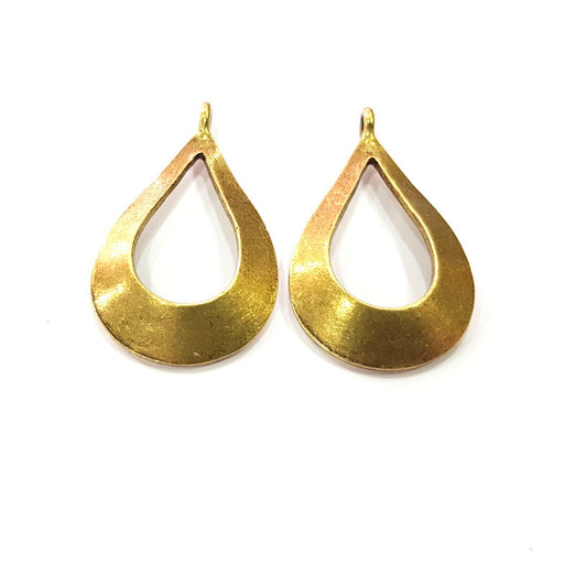 2 Drop Charms Antique Bronze Charm Antique Bronze Plated Metal  (40x24mm) G15338