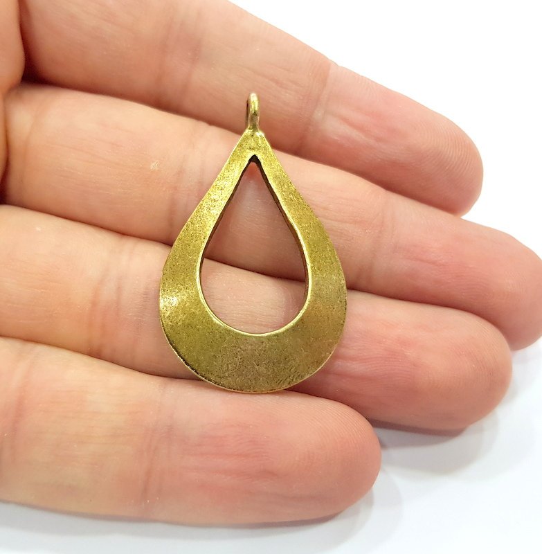 2 Drop Charms Antique Bronze Charm Antique Bronze Plated Metal  (40x24mm) G15338