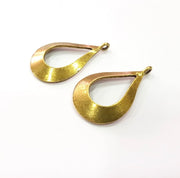 2 Drop Charms Antique Bronze Charm Antique Bronze Plated Metal  (40x24mm) G15338