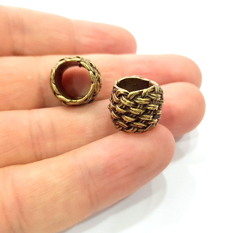 2 Antique Bronze Tube Findings Tube Beads ,Antique Bronze Plated Brass G15341