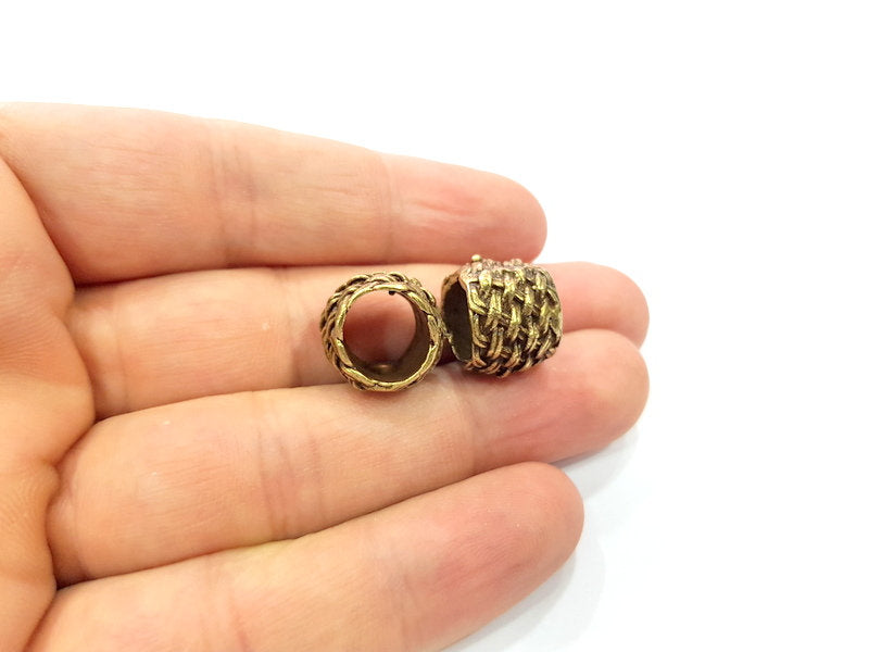 2 Antique Bronze Tube Findings Tube Beads ,Antique Bronze Plated Brass G15341