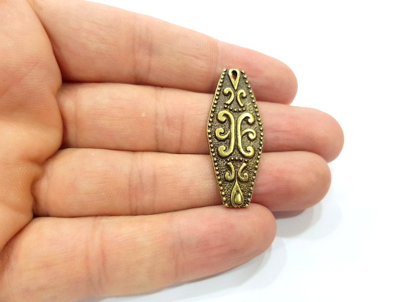 2 Antique Bronze Charm Antique Bronze Plated Metal  (38x15mm) G15343