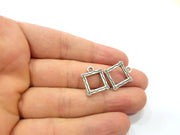 10 Square Charm Silver Charm Antique Silver Plated Metal (14 mm)  G10914