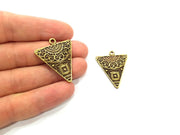 2 Triangle Charms Antique Bronze Charm Antique Bronze Plated Metal  (36x28mm) G15350