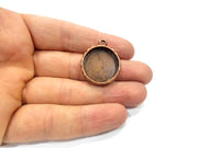 2 Copper Pendant Blank Resin Base Hammered Cabochon Blank Mosaic inlay Necklace Mountings Antique Copper Plated Metal (22 mm blank)  G15934