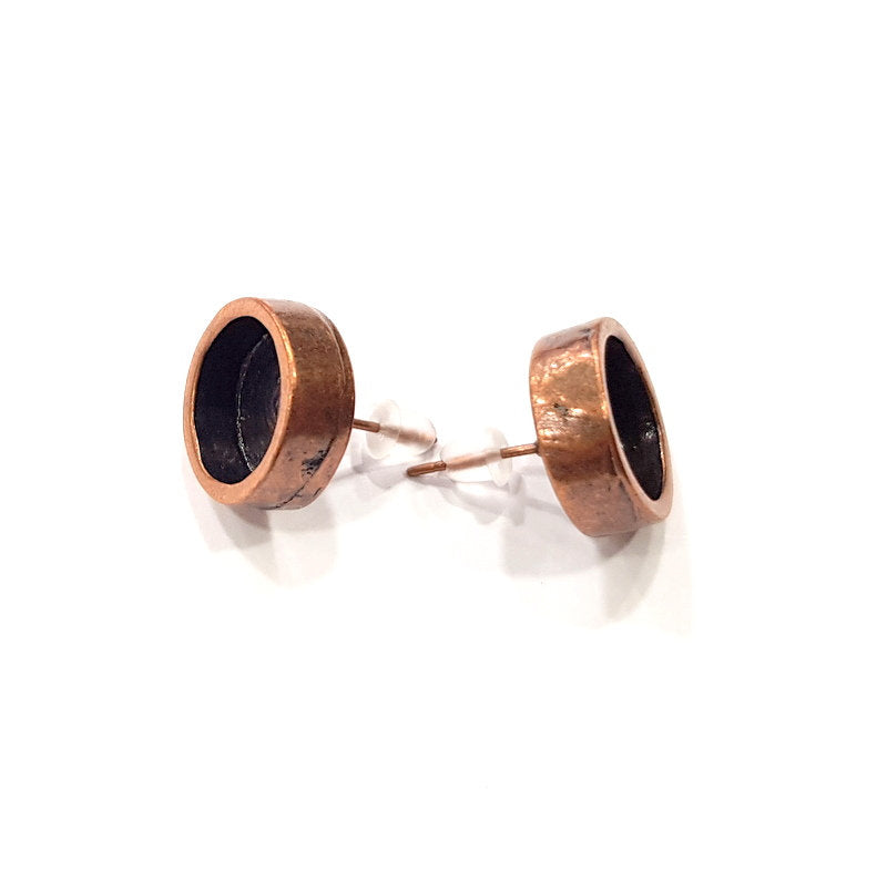 Earring Blank Backs Base Settings Copper Resin Blank Cabochon Base inlay Mountings Antique Copper Plated Brass (10mm blank) 1 Pair G15936