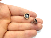 Earring Blank Backs Base Settings Copper Resin Blank Cabochon Base inlay Mountings Antique Copper Plated Brass (10mm blank) 1 Pair G15936