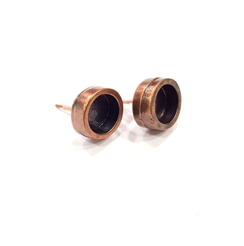 Earring Blank Backs Base Settings Copper Resin Blank Cabochon Base inlay Mountings Antique Copper Plated Brass (8mm blank) 1 Pair G15945