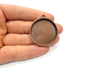 Copper Pendant Blank Resin Base Hammered Cabochon Blank Mosaic inlay Necklace Mountings Antique Copper Plated Metal (35 mm blank)  G15944