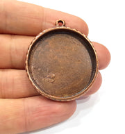 Copper Pendant Blank Resin Base Hammered Cabochon Blank Mosaic inlay Necklace Mountings Antique Copper Plated Metal (35 mm blank)  G15944