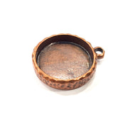 2 Copper Pendant Blank Resin Base Hammered Cabochon Blank Mosaic inlay Necklace Mountings Antique Copper Plated Metal (20 mm blank)  G15951