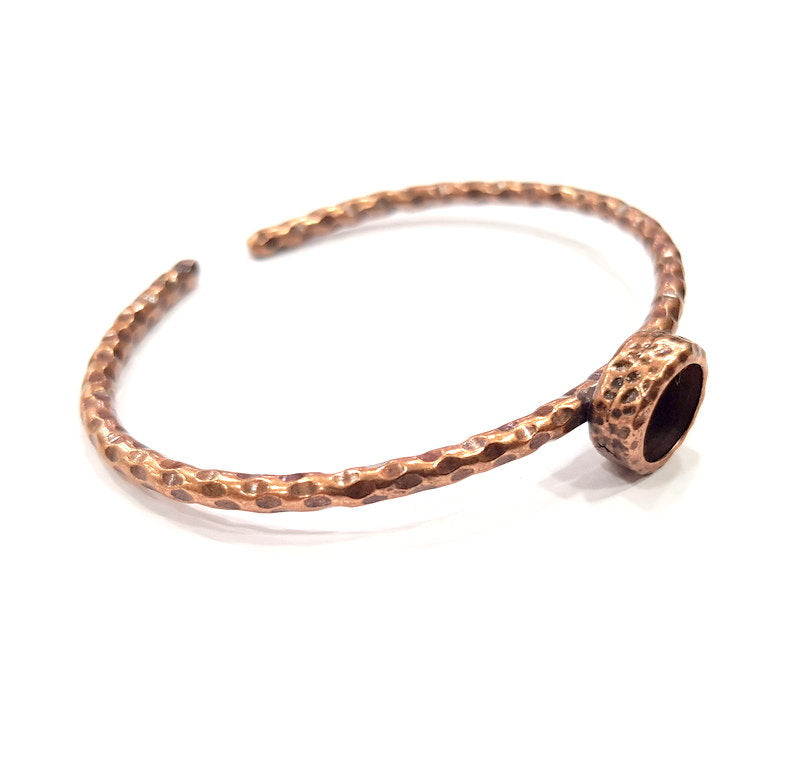 Bracelet Blank Cuff Bezel Resin Bangle inlay Blank Glass Cabochon Base Bezel Hammered Adjustable Antique Copper Bracelet (10mm Blank) G15953