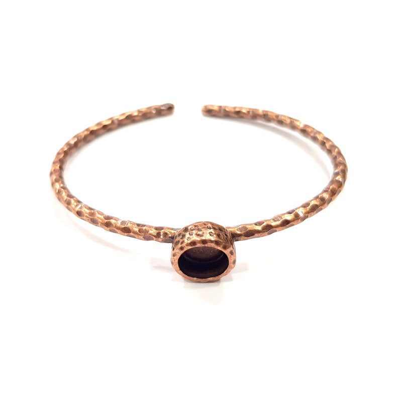 Bracelet Blank Cuff Bezel Resin Bangle inlay Blank Glass Cabochon Base Bezel Hammered Adjustable Antique Copper Bracelet (10mm Blank) G15953
