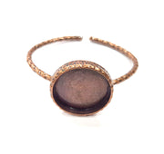 Bracelet Blank Cuff Bezel Resin Bangle inlay Blank Glass Cabochon Base Bezel Hammered Adjustable Antique Copper Bracelet (25mm Blank) G15956