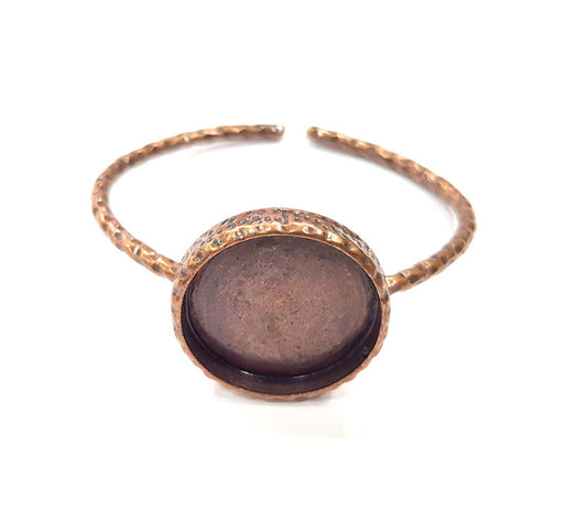 Bracelet Blank Cuff Bezel Resin Bangle inlay Blank Glass Cabochon Base Bezel Hammered Adjustable Antique Copper Bracelet (25mm Blank) G15956