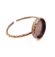 Bracelet Blank Cuff Bezel Resin Bangle inlay Blank Glass Cabochon Base Bezel Hammered Adjustable Antique Copper Bracelet (25mm Blank) G15956