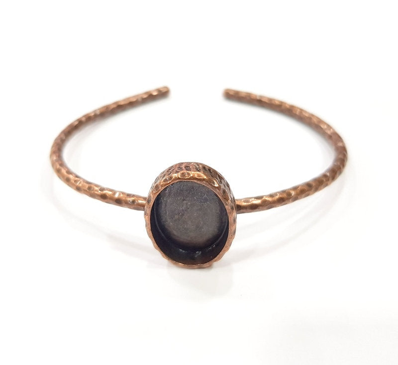 Bracelet Blank Cuff Bezel Resin Bangle inlay Blank Glass Cabochon Base Bezel Hammered Adjustable Antique Copper Bracelet (18x13mm ) G15957
