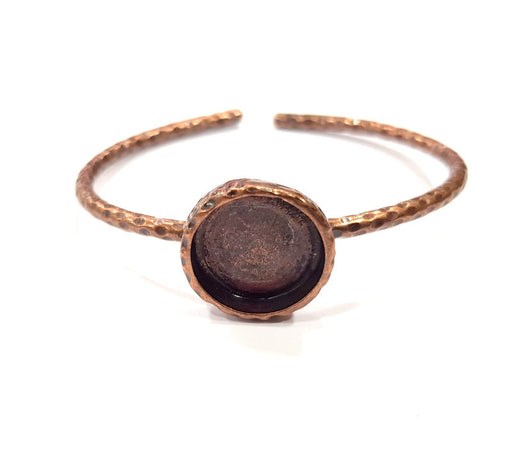 Bracelet Blank Cuff Bezel Resin Bangle inlay Blank Glass Cabochon Base Bezel Hammered Adjustable Antique Copper Bracelet (16mm Blank) G15958