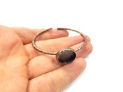 Bracelet Blank Cuff Bezel Resin Bangle inlay Blank Glass Cabochon Base Bezel Hammered Adjustable Antique Copper Bracelet (16mm Blank) G15958