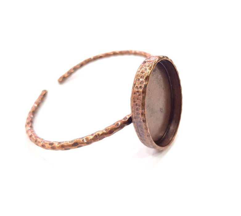 Bracelet Blank Cuff Bezel Resin Bangle inlay Blank Glass Cabochon Base Bezel Hammered Adjustable Antique Copper Bracelet (30x22mm ) G15960