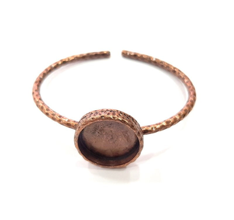 Bracelet Blank Cuff Bezel Resin Bangle inlay Blank Glass Cabochon Base Bezel Hammered Adjustable Antique Copper Bracelet (18mm Blank) G15961