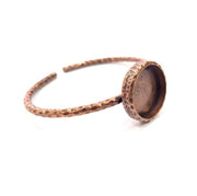 Bracelet Blank Cuff Bezel Resin Bangle inlay Blank Glass Cabochon Base Bezel Hammered Adjustable Antique Copper Bracelet (18mm Blank) G15961