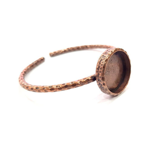 Bracelet Blank Cuff Bezel Resin Bangle inlay Blank Glass Cabochon Base Bezel Hammered Adjustable Antique Copper Bracelet (18mm Blank) G15961