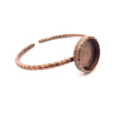 Bracelet Blank Cuff Bezel Resin Bangle inlay Blank Glass Cabochon Base Bezel Hammered Adjustable Antique Copper Bracelet (18mm Blank) G15961